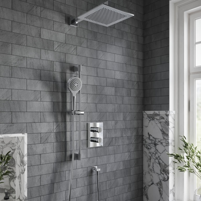 Lifestyle image of Villeroy & Boch Verve Square Complete Slide Rail Shower Set